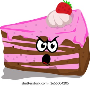 Vector Illustration Piece of Strawberry case with Shocked Face Expressions