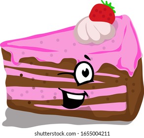 Vector Illustration Piece of Strawberry case with Wink Face Expressions