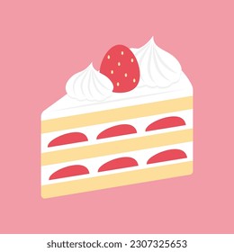 vector illustration of a piece of strawberry shortcake for banners, cards, flyers, social media wallpapers, etc.