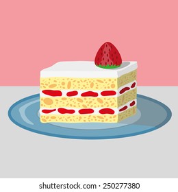 Vector illustration a piece of strawberry shortcake 