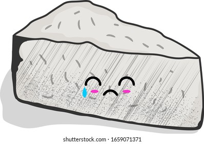 Vector Illustration Piece of 'Tempeh' with Crying Face Expression
