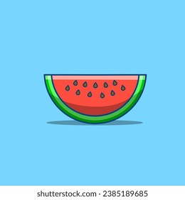 Ilustración vectorial de una pieza de dibujos animados sobre la sandía 