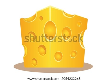 Vector illustration of a piece of yellow cheese isolated on white background
