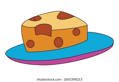 Vector illustration pieces of cheese are placed in a plate