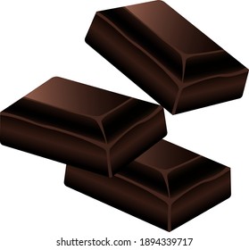 Vector illustration of pieces of dark chocolate.