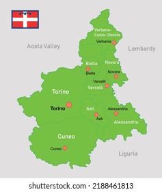 Vector Illustration Piemonte Map Italy Stock Vector (Royalty Free ...