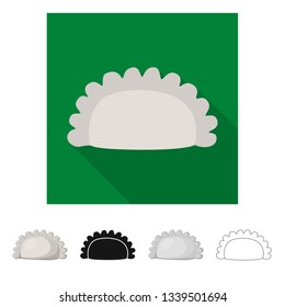 Vector illustration of pierogi and Russian sign. Set of pierogi and breakfast  vector icon for stock.