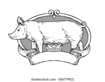 Vector illustration of a pig