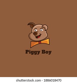 Vector illustration of a pig animal mascot logo design