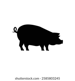 Vector illustration of pig animal silhouette, business logo concept