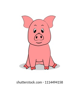 vector illustration of pig cartoon