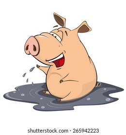 vector illustration of a pig cartoon 