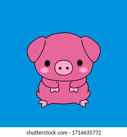 Vector illustration of pig cartoon character