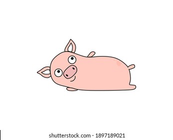 Vector illustration of a 
pig in cartoon style.