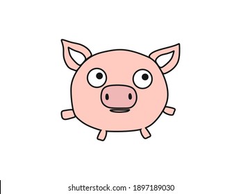 Vector illustration of a 
pig in cartoon style.