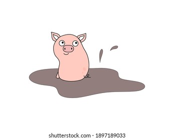 Vector illustration of a 
pig in cartoon style.