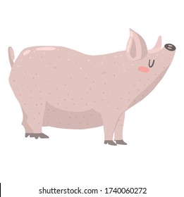 Vector illustration of a pig, cute Piglet, pig silhouette. You can use it as a logo template
