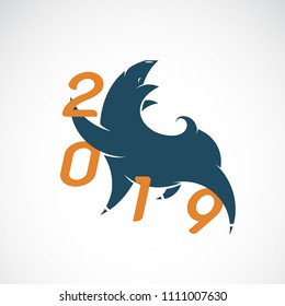 Vector illustration of pig design, 2019 new year card, Year of the pig. Design for greeting cards. banners, posters, invitations. Easy editable layered vector illustration.