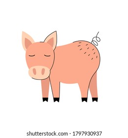 
Vector illustration of a pig. Farm pig. Pink pig