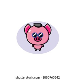 Vector illustration of a pig with glasses