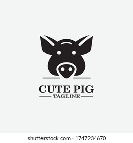Vector illustration of pig in graphic style, hand drawing illustration.Cartoon pig Design