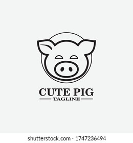Vector illustration of pig in graphic style, hand drawing illustration.Cartoon pig Design