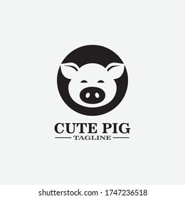 Vector illustration of pig in graphic style, hand drawing illustration.Cartoon pig Design