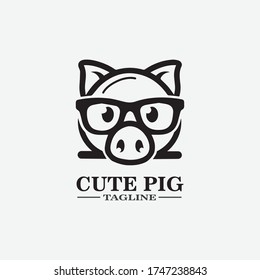 Vector illustration of pig in graphic style, hand drawing illustration.Cartoon pig Design