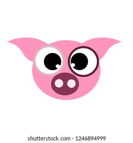 Vector illustration of pig head on white background.