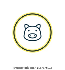 Vector illustration of pig icon line. Beautiful fauna element also can be used as pork icon element.