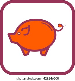 vector illustration of a pig icon line colored
