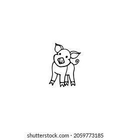 Vector illustration. A pig isolated on white background.