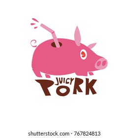 Vector illustration pig for logo, icon, badge, and sticker
