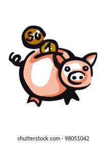 Vector illustration of pig with money