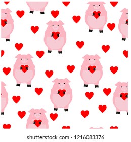 
vector illustration, pig pattern and heart