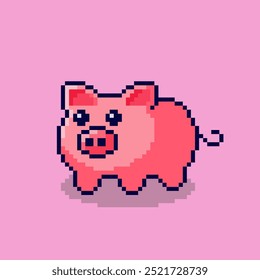 Ilustração vetorial de porco com Pixel Art Design, perfeito para recursos de jogo projetos temáticos