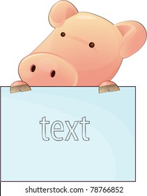 Vector illustration of a pig with a poster