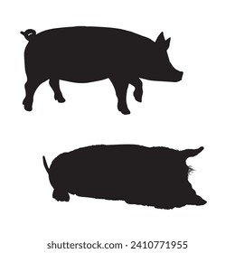 Vector Illustration of Pig Silhouette