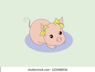 Vector illustration of pig. year of the pig brings prosperity good fortune. year of pig 2019.