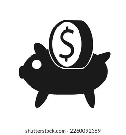 Vector illustration, piggy bank and coin icon.
