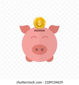 Vector illustration of piggy bank. Colored vector for website design .Simple design on transparent background (PNG).