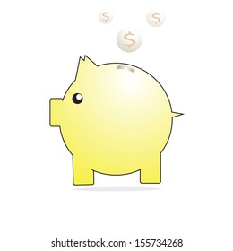 Vector illustration of piggy bank on white background