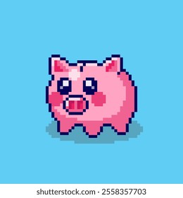 Vector Illustration of Piggy Bank with Pixel Art Design, perfect for game assets themed designs