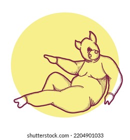Vektorgrafik-Ferkel mit Pose