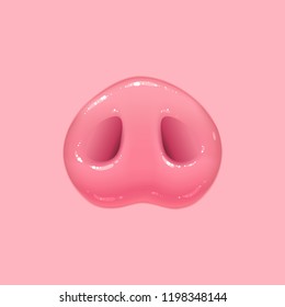 Vector illustration, piglet, symbol of the year, pig nose isolated on pink background.