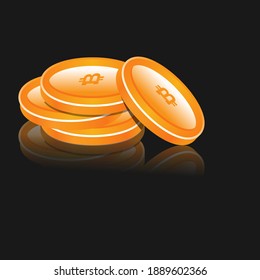 A Vector illustration of pile a bitcoins, bitcoin concept, cryptocurrency concept.