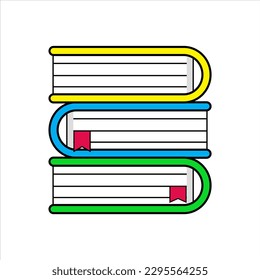 Vector illustration of pile of books, icon vector, flat design