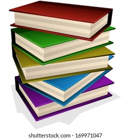 Vector illustration pile of books isolated on white