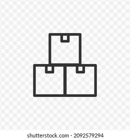 Vector illustration of pile of boxes icon in dark color and transparent background(png).
