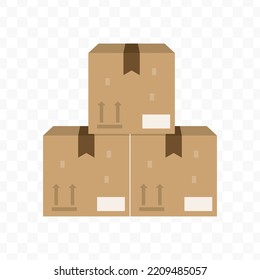 Vector Illustration Of Pile Of Boxes Icon Sign And Symbol. Colored Icons For Website Design .Simple Design On Transparent Background (PNG).